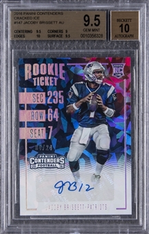 2016 Panini Contenders Cracked Ice #147 Jacoby Brissett Signed Rookie Card (#04/24) - BGS GEM MINT 9.5/BGS 10